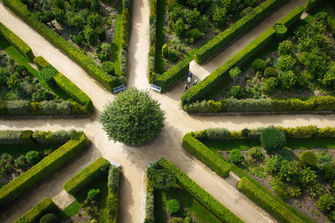 Formal gardens seen from above